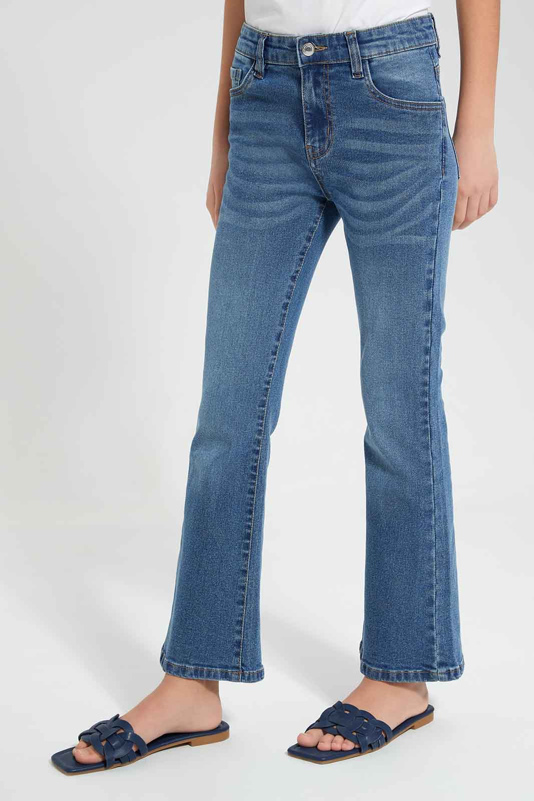 Redtag-Dk-Wash-Flared-Skinny-Jean-Category:Jeans,-Colour:Dark-Wash,-Deals:New-In,-Filter:Senior-Girls-(9-to-14-Yrs),-GSR-Jeans,-New-In-GSR-APL,-Non-Sale,-Section:Girls-(0-to-14Yrs),-W22O-Senior-Girls-9 to 14 Years