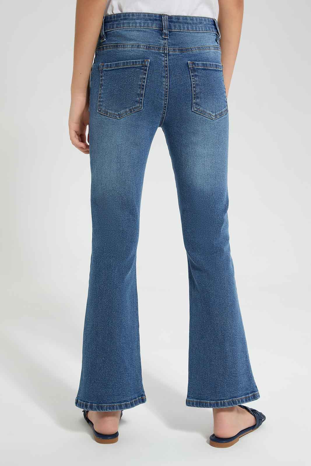 Redtag-Dk-Wash-Flared-Skinny-Jean-Category:Jeans,-Colour:Dark-Wash,-Deals:New-In,-Filter:Senior-Girls-(9-to-14-Yrs),-GSR-Jeans,-New-In-GSR-APL,-Non-Sale,-Section:Girls-(0-to-14Yrs),-W22O-Senior-Girls-9 to 14 Years