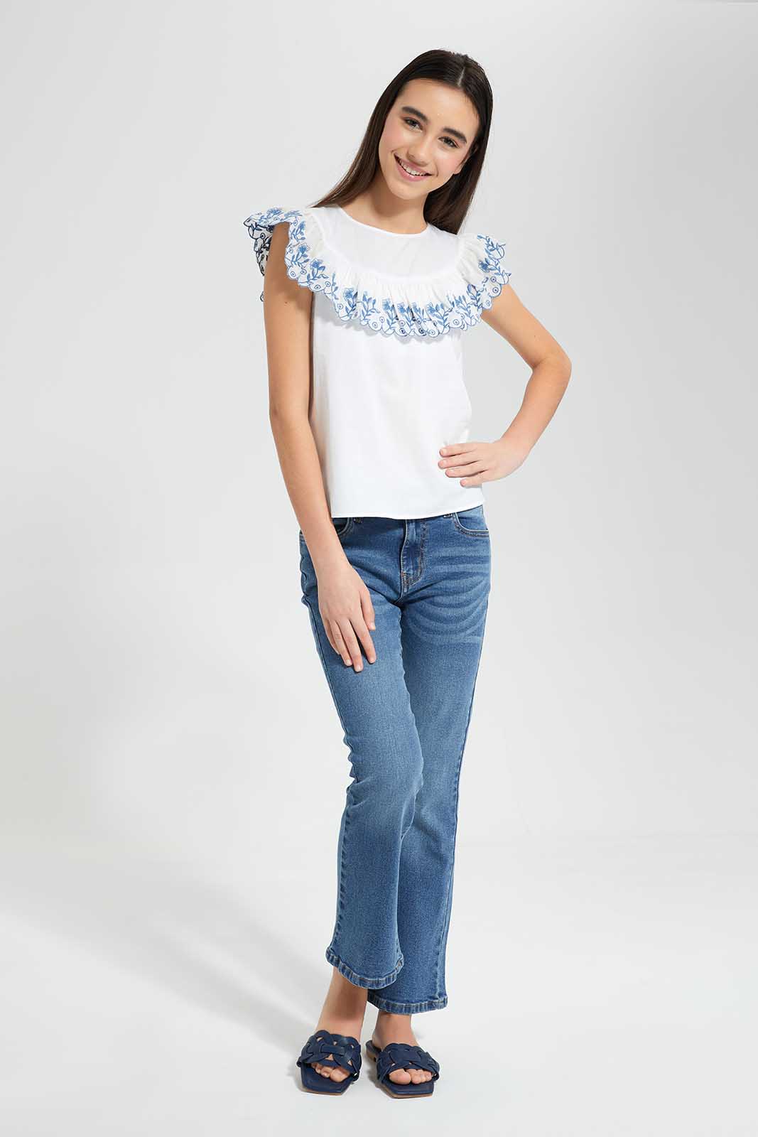 Redtag-Dk-Wash-Flared-Skinny-Jean-Category:Jeans,-Colour:Dark-Wash,-Deals:New-In,-Filter:Senior-Girls-(9-to-14-Yrs),-GSR-Jeans,-New-In-GSR-APL,-Non-Sale,-Section:Girls-(0-to-14Yrs),-W22O-Senior-Girls-9 to 14 Years