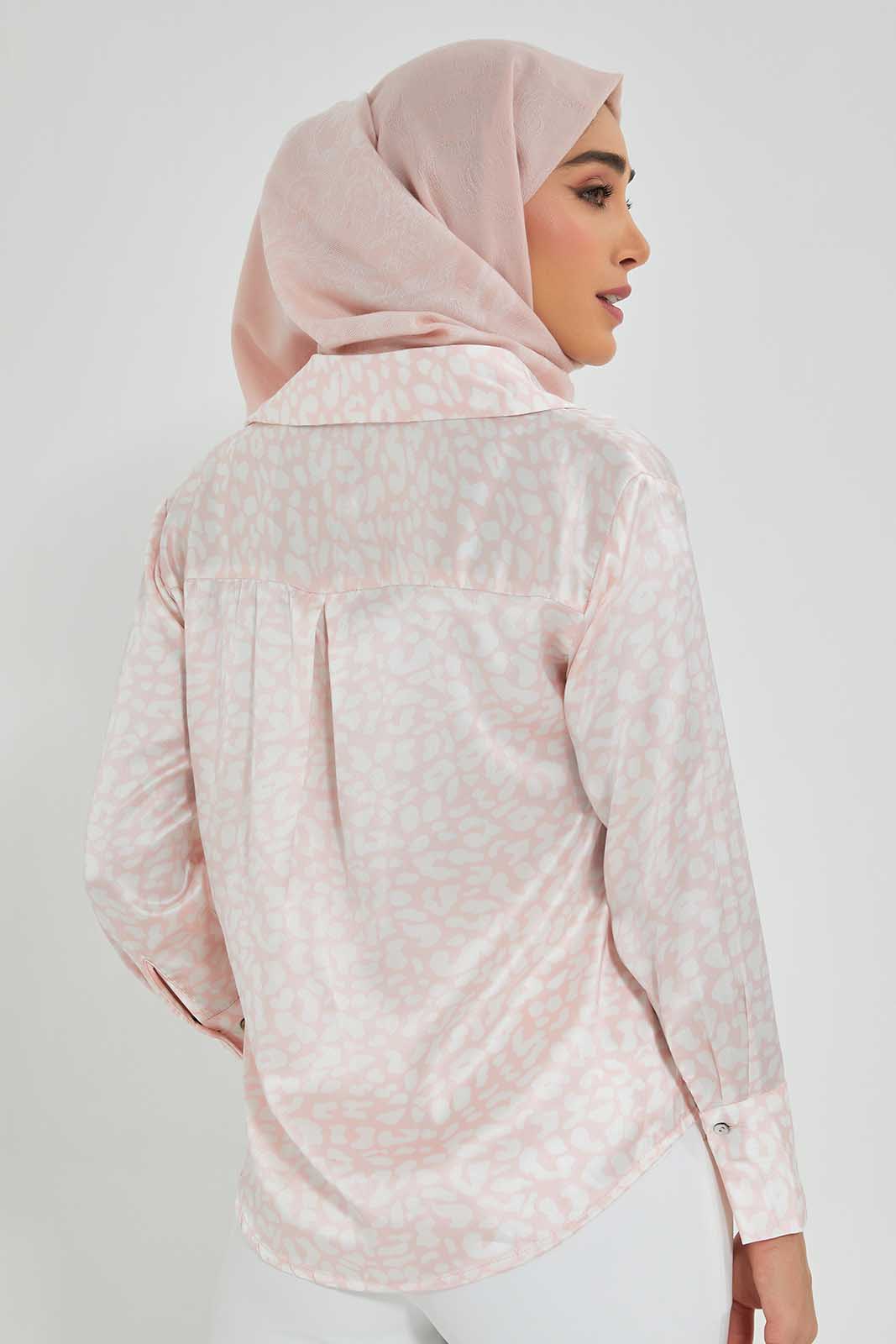 Redtag-Assorted-Pink-Animal-Printed-Satin-Shirt-Category:Blouses,-Colour:Assorted,-Deals:New-In,-Filter:Women's-Clothing,-LMC,-New-In-Women-APL,-Non-Sale,-Section:Women,-W22O,-Women-Blouses--
