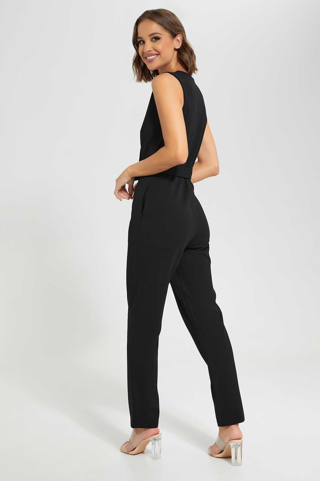 Redtag-Black-sleevess-Buckle-Detail-Jumsuit-Category:Dresses,-Colour:Black,-Deals:New-In,-Filter:Women's-Clothing,-LEC,-LEC-Dresses,-New-In-LEC-APL,-Non-Sale,-Section:Women,-W22O-Women's-