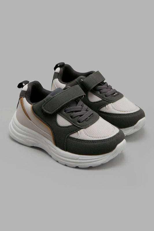 Redtag-Grey-Colour-Block-Sneaker-BOY-Trainers,-Category:Trainers,-Colour:Grey,-Deals:New-In,-Filter:Boys-Footwear-(3-to-5-Yrs),-New-In-BOY-FOO,-Non-Sale,-Section:Boys-(0-to-14Yrs),-W22B-Boys-3 to 5 Years