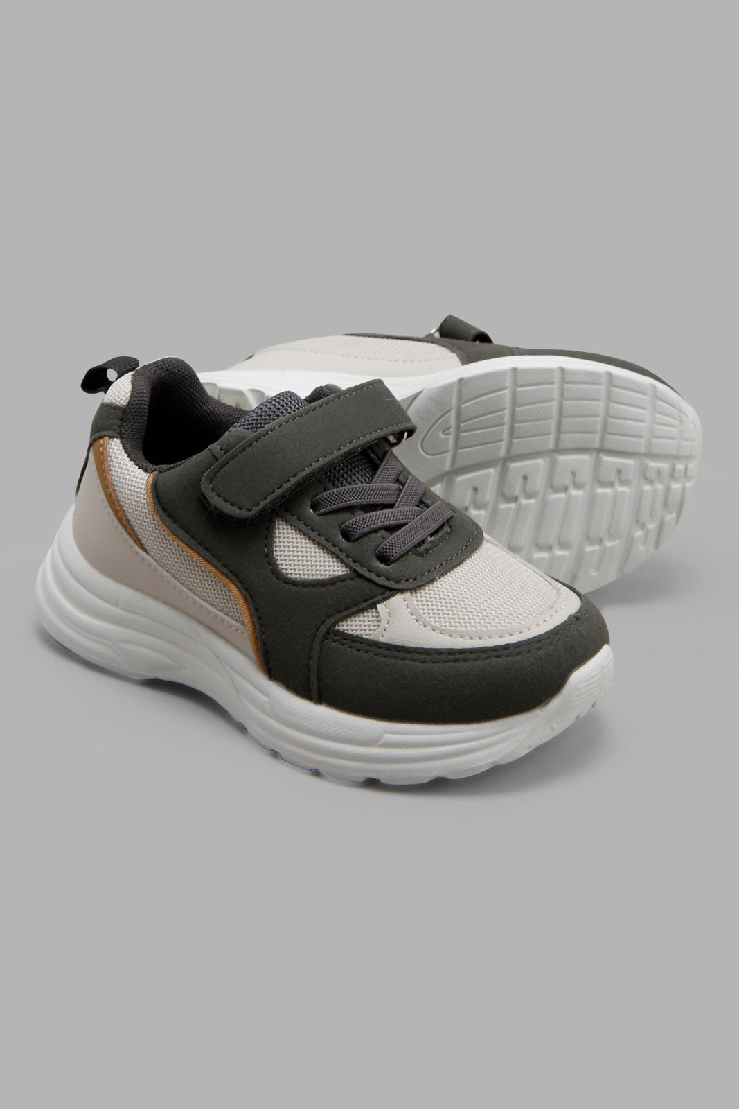 Redtag-Grey-Colour-Block-Sneaker-BOY-Trainers,-Category:Trainers,-Colour:Grey,-Deals:New-In,-Filter:Boys-Footwear-(3-to-5-Yrs),-New-In-BOY-FOO,-Non-Sale,-Section:Boys-(0-to-14Yrs),-W22B-Boys-3 to 5 Years