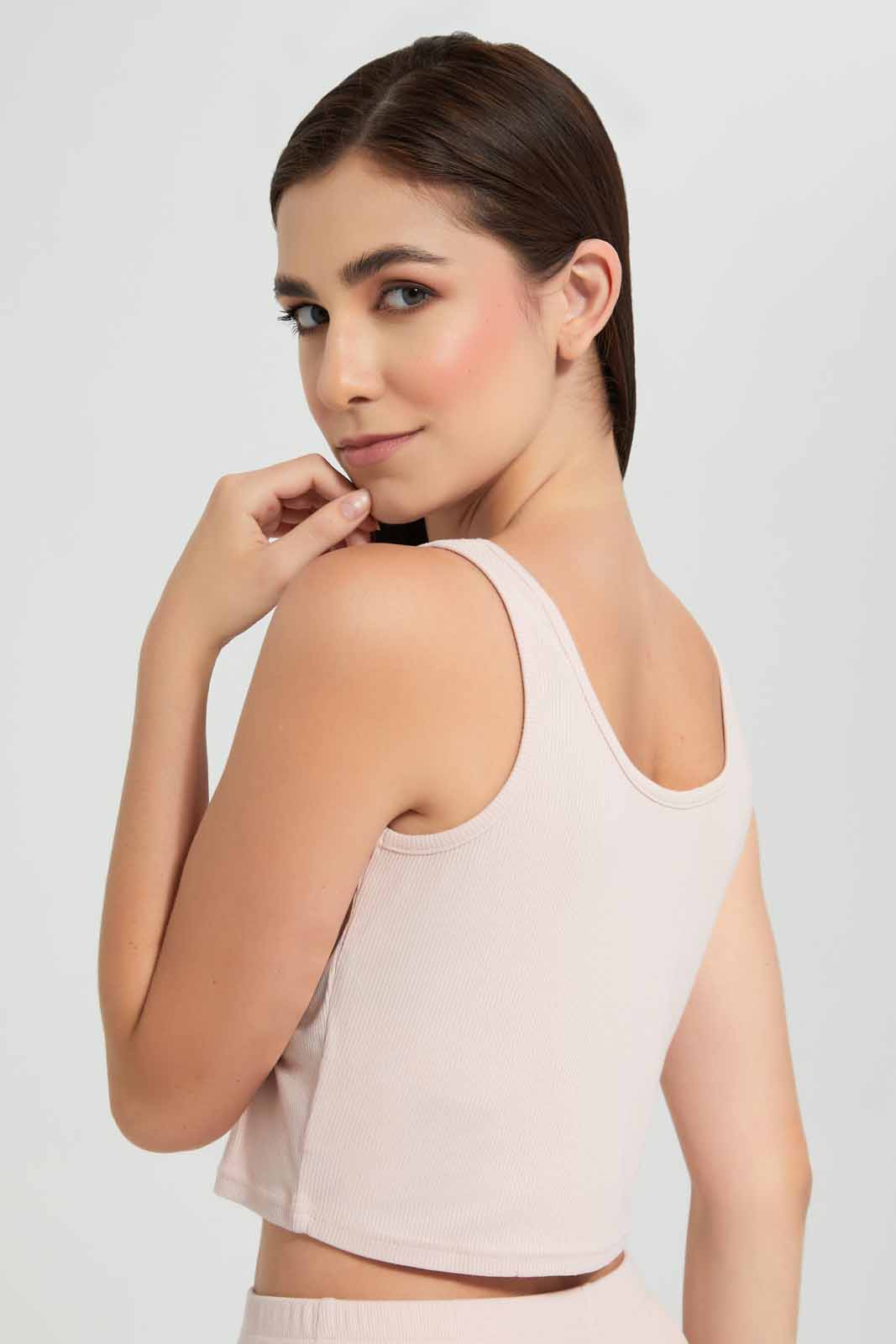 Redtag-Pink-Blush-Ribbed-Lounge-T-Shirt-Category:T-Shirts,-Colour:Apricot,-Deals:New-In,-Filter:Women's-Clothing,-New-In-Women,-Non-Sale,-Section:Women,-W22O,-Women-T-Shirts-Women's-