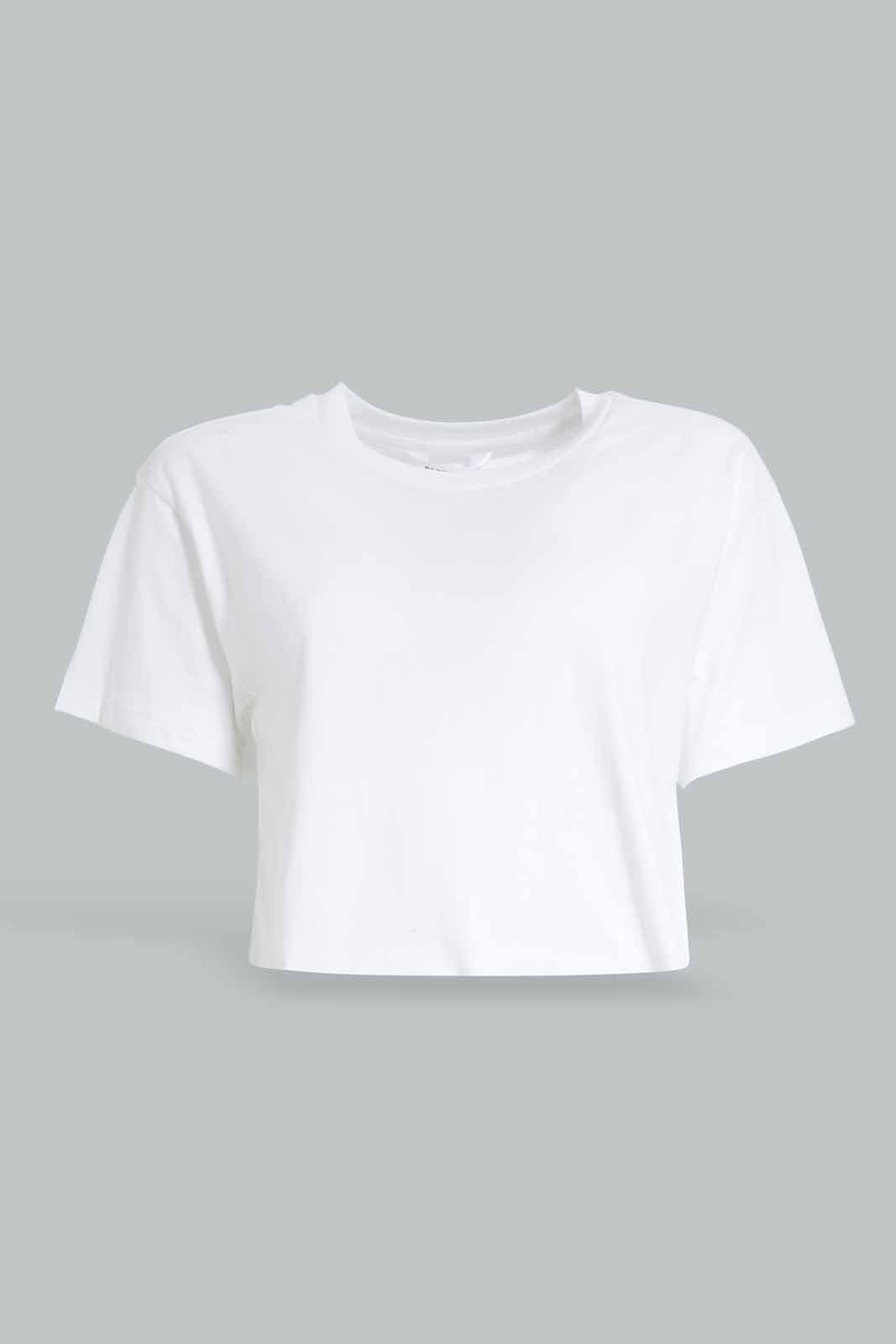 Redtag-White-Boxy-Cropped-Tee-Category:T-Shirts,-Colour:White,-Deals:New-In,-Filter:Women's-Clothing,-KSH,-New-In-Women-APL,-Non-Sale,-Section:Women,-W22O,-Women-T-Shirts-Women's-