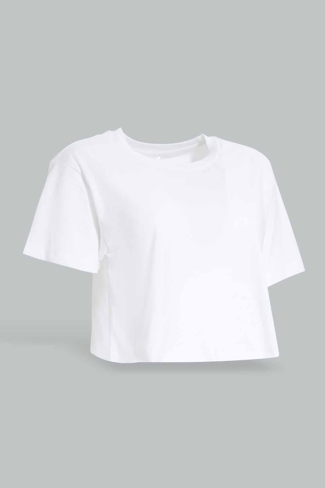 Redtag-White-Boxy-Cropped-Tee-Category:T-Shirts,-Colour:White,-Deals:New-In,-Filter:Women's-Clothing,-KSH,-New-In-Women-APL,-Non-Sale,-Section:Women,-W22O,-Women-T-Shirts-Women's-