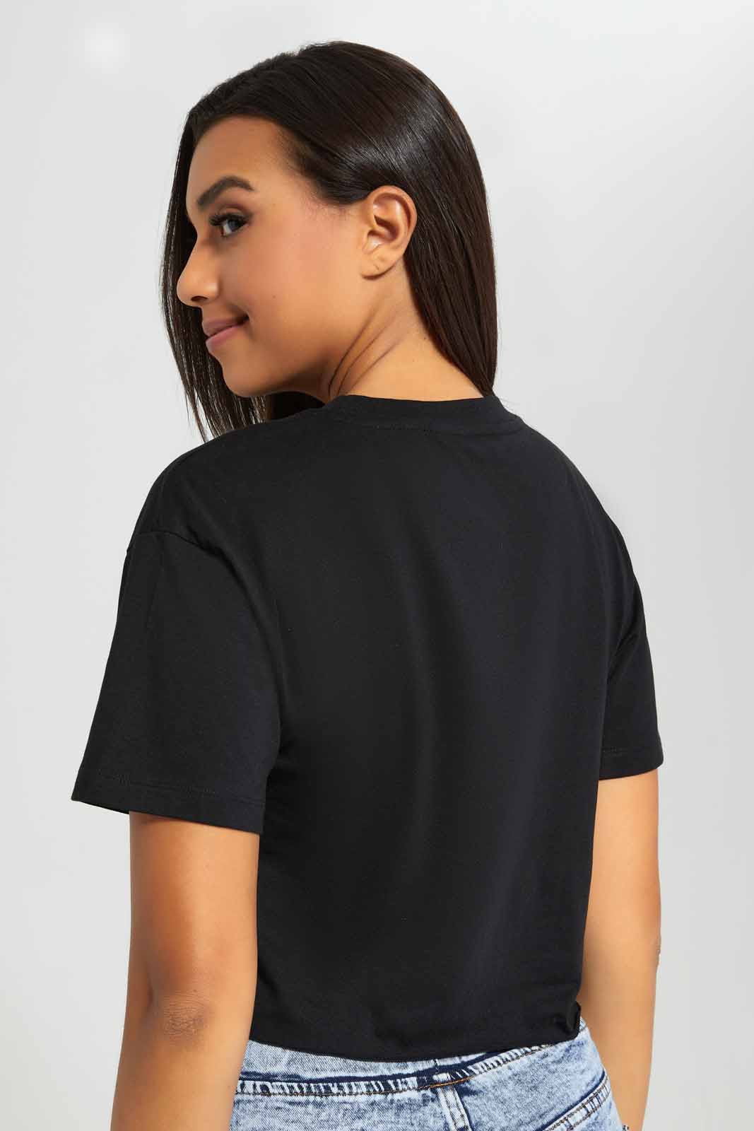 Redtag-Black-Boxy-Cropped-Tee-Category:T-Shirts,-Colour:Black,-Deals:New-In,-Filter:Women's-Clothing,-KSH,-New-In-Women-APL,-Non-Sale,-Section:Women,-W22A,-Women-T-Shirts-Women's-