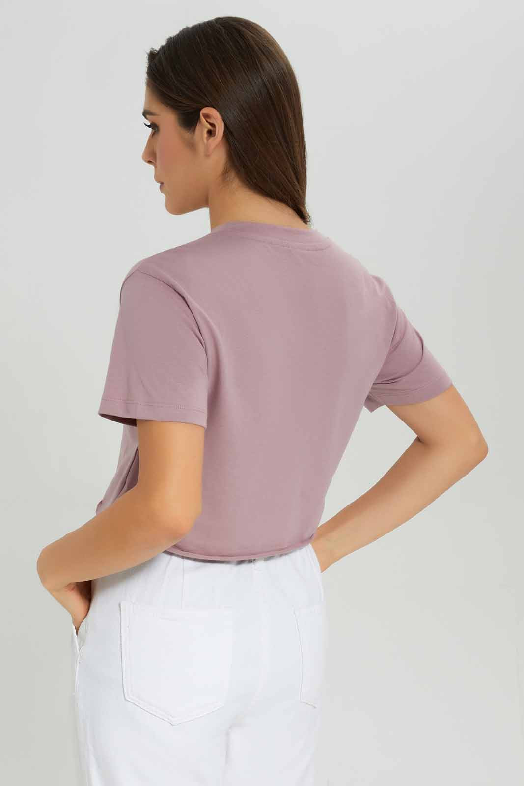 Redtag-Mauve-Boxy-Cropped-Tee-Category:T-Shirts,-Colour:Mauve,-Deals:New-In,-Dept:Ladieswear,-Filter:Women's-Clothing,-KSH,-New-In-Women-APL,-Non-Sale,-Section:Women,-W22O,-Women-T-Shirts-Women's-