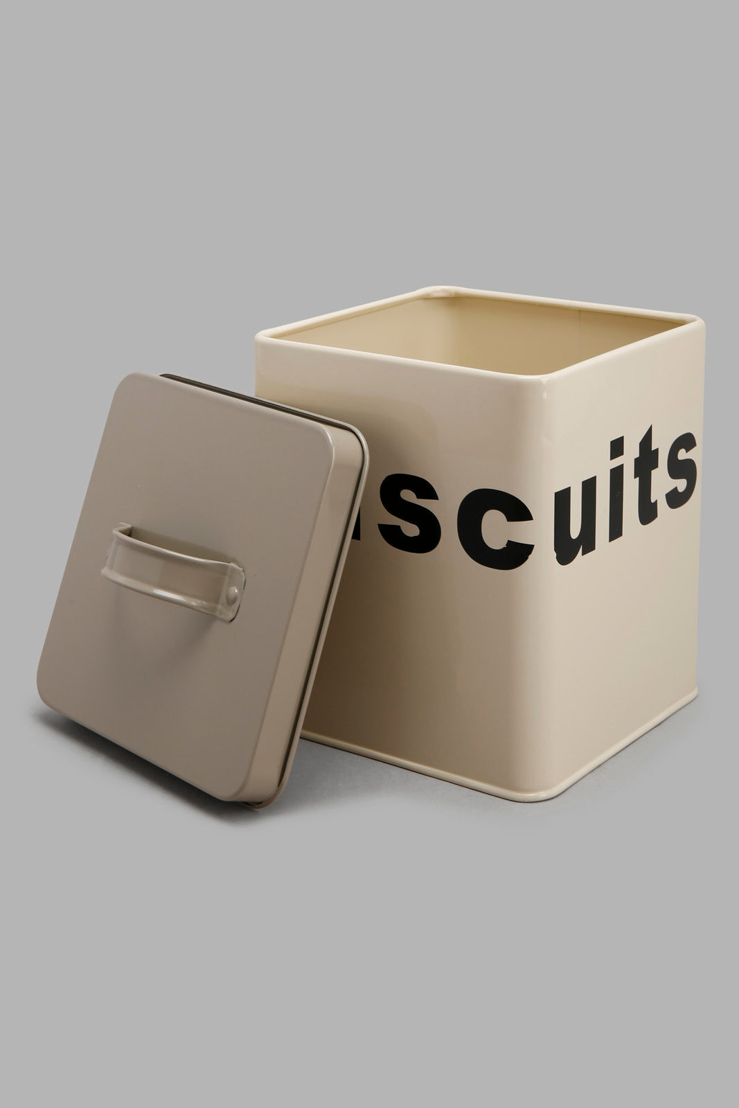 Redtag-Beige-Square-Biscuits-Canister-Category:Canisters-And-Jars,-Colour:Beige,-Deals:New-In,-Filter:Home-Dining,-HMW-DIN-Storage,-New-In-HMW-DIN,-Non-Sale,-Section:Homewares,-W22O-Home-Dining-