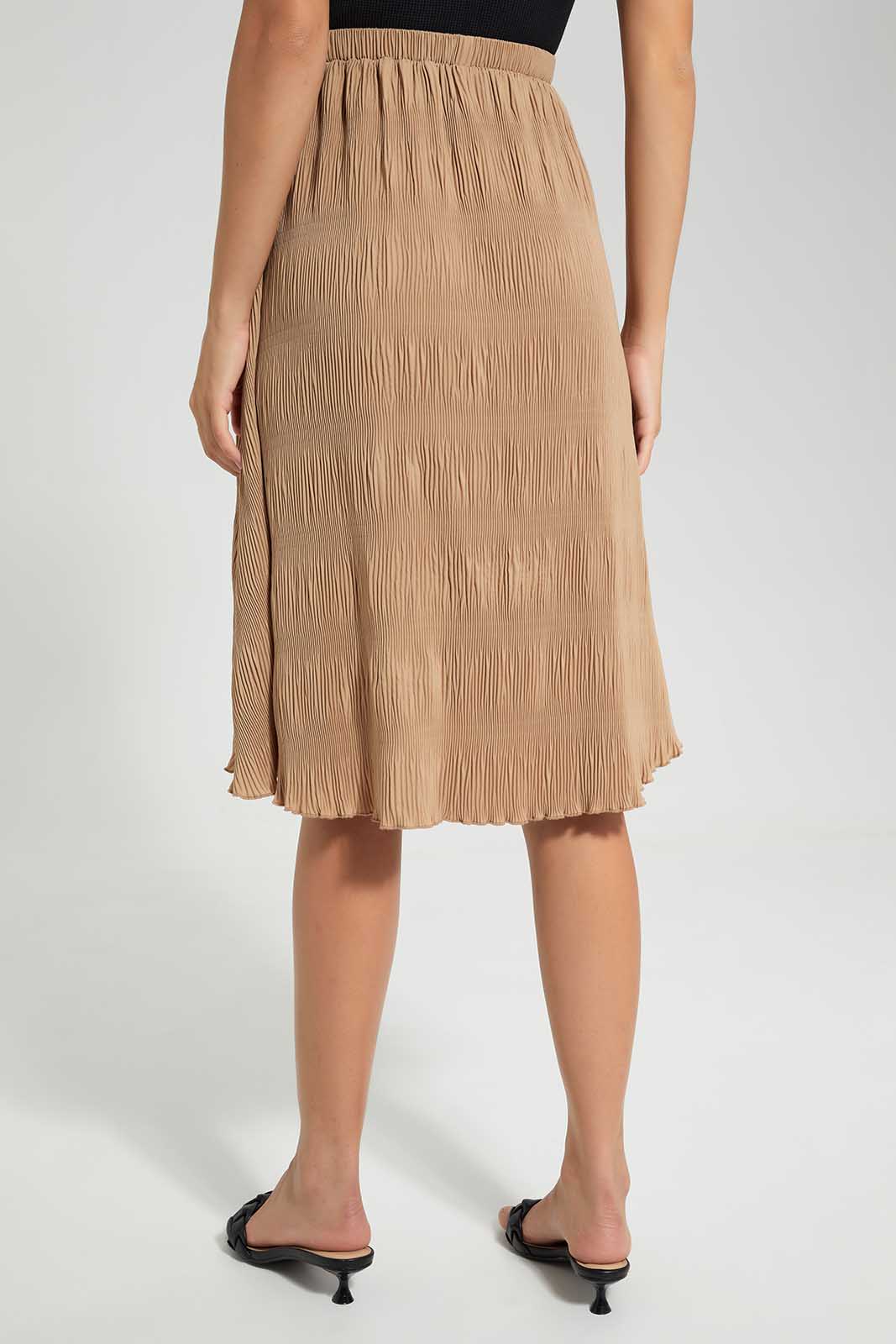 Redtag-Sand-Pleated-Skirt-Category:Skirts,-Colour:Sand,-Deals:New-In,-Filter:Women's-Clothing,-LDC,-LDC-Skirts,-New-In-LDC-APL,-Non-Sale,-Section:Women,-W22O-Women's-