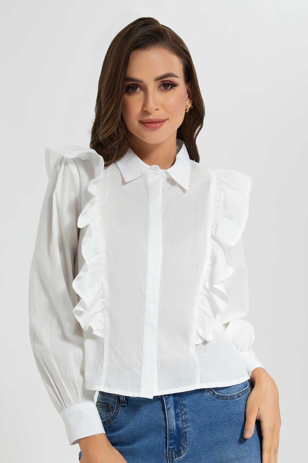 Redtag-Ivory-Ruffled-Blouse-Category:Blouses,-Colour:Ivory,-Deals:New-In,-Filter:Women's-Clothing,-LDC,-LDC-Blouses,-New-In-LDC-APL,-Non-Sale,-Section:Women,-W22O-Women's-