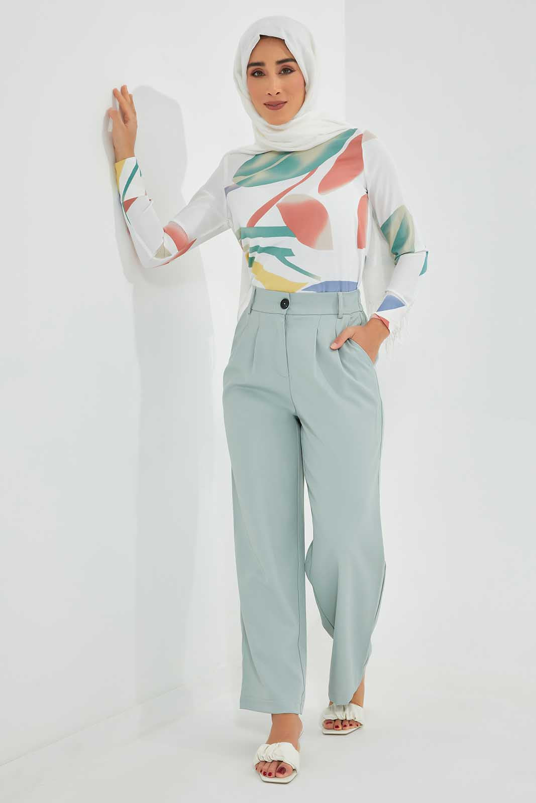 Blue Wide Leg Trouser