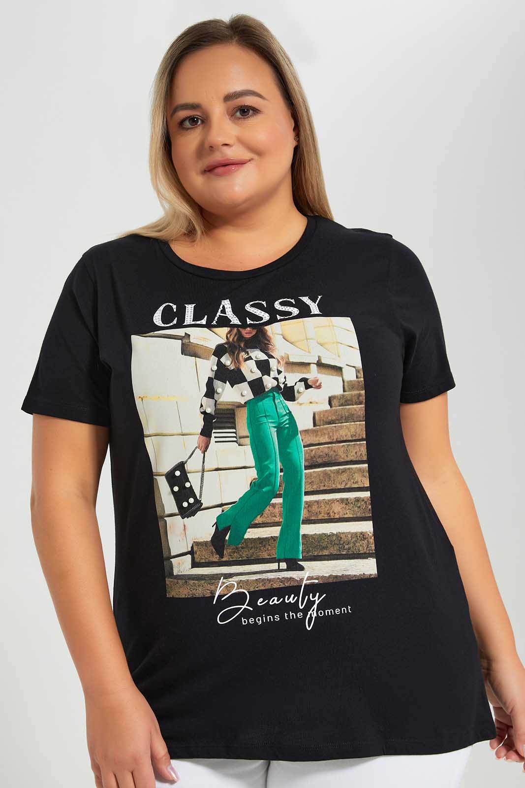 Redtag-Black-Sequnies-Category:T-Shirts,-Colour:Black,-Deals:New-In,-Filter:Plus-Size,-LDP-T-Shirts,-New-In-LDP-APL,-Non-Sale,-Section:Women,-W22O-Women's-