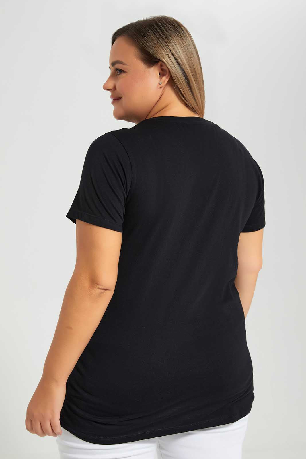 Redtag-Black-Sequnies-Category:T-Shirts,-Colour:Black,-Deals:New-In,-Filter:Plus-Size,-LDP-T-Shirts,-New-In-LDP-APL,-Non-Sale,-Section:Women,-W22O-Women's-