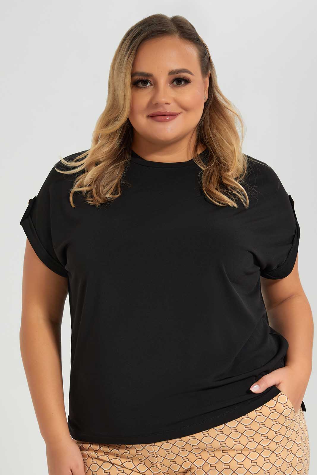 Redtag-Black-Jersey-Top-With-Tab-&-Button-On-Sleeve-Category:Tops,-Colour:Black,-Deals:New-In,-Filter:Plus-Size,-LDP-Tops,-New-In-LDP-APL,-Non-Sale,-Section:Women,-W22O-Women's-
