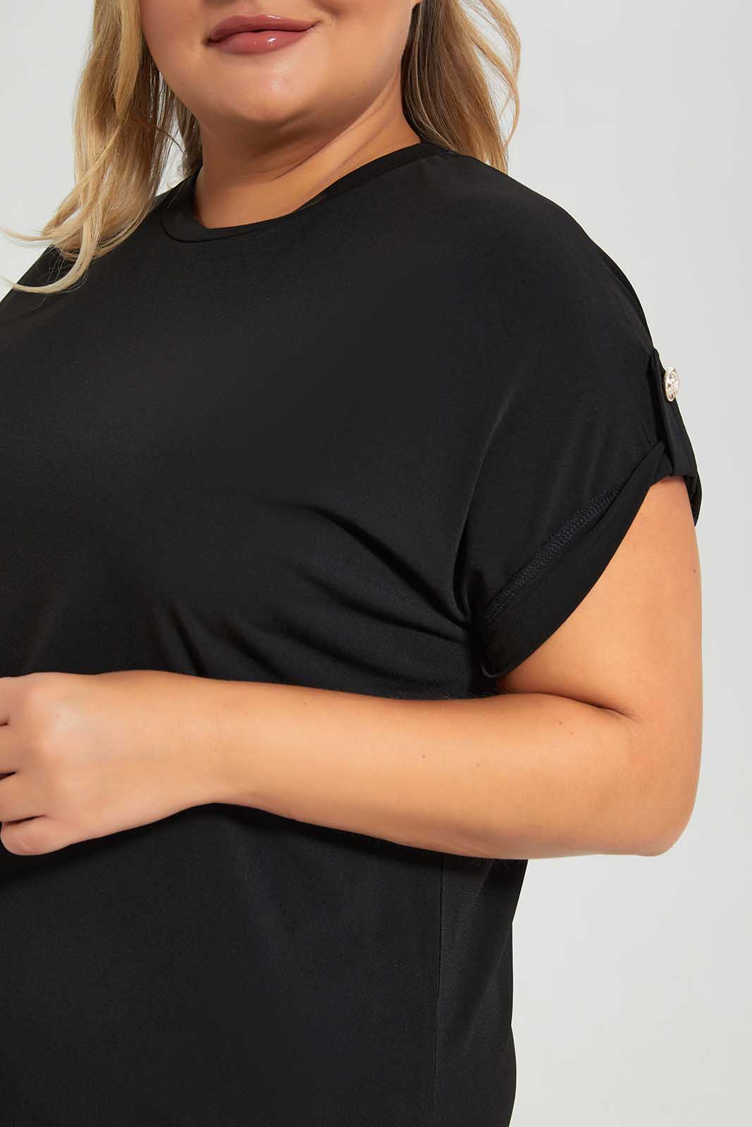 Redtag-Black-Jersey-Top-With-Tab-&-Button-On-Sleeve-Category:Tops,-Colour:Black,-Deals:New-In,-Filter:Plus-Size,-LDP-Tops,-New-In-LDP-APL,-Non-Sale,-Section:Women,-W22O-Women's-