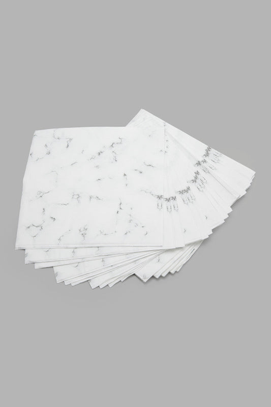 Redtag-White-Marble-Print-Paper-Napkins-(20-Piece)-Category:Napkins-&-Tissues,-Colour:White,-Deals:New-In,-Filter:Home-Dining,-HMW-DIN-Kitchen-Accessories,-New-In-HMW-DIN,-Non-Sale,-Section:Homewares,-W22A-Home-Dining-