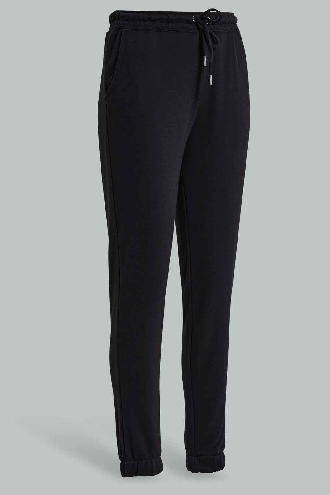 Redtag-Black-High-waisted-Sustainable-Jogger-Category:Joggers,-Colour:Black,-Deals:New-In,-Filter:Women's-Clothing,-New-In-Women-APL,-Non-Sale,-Section:Women,-W22O,-Women-Joggers-Women's-