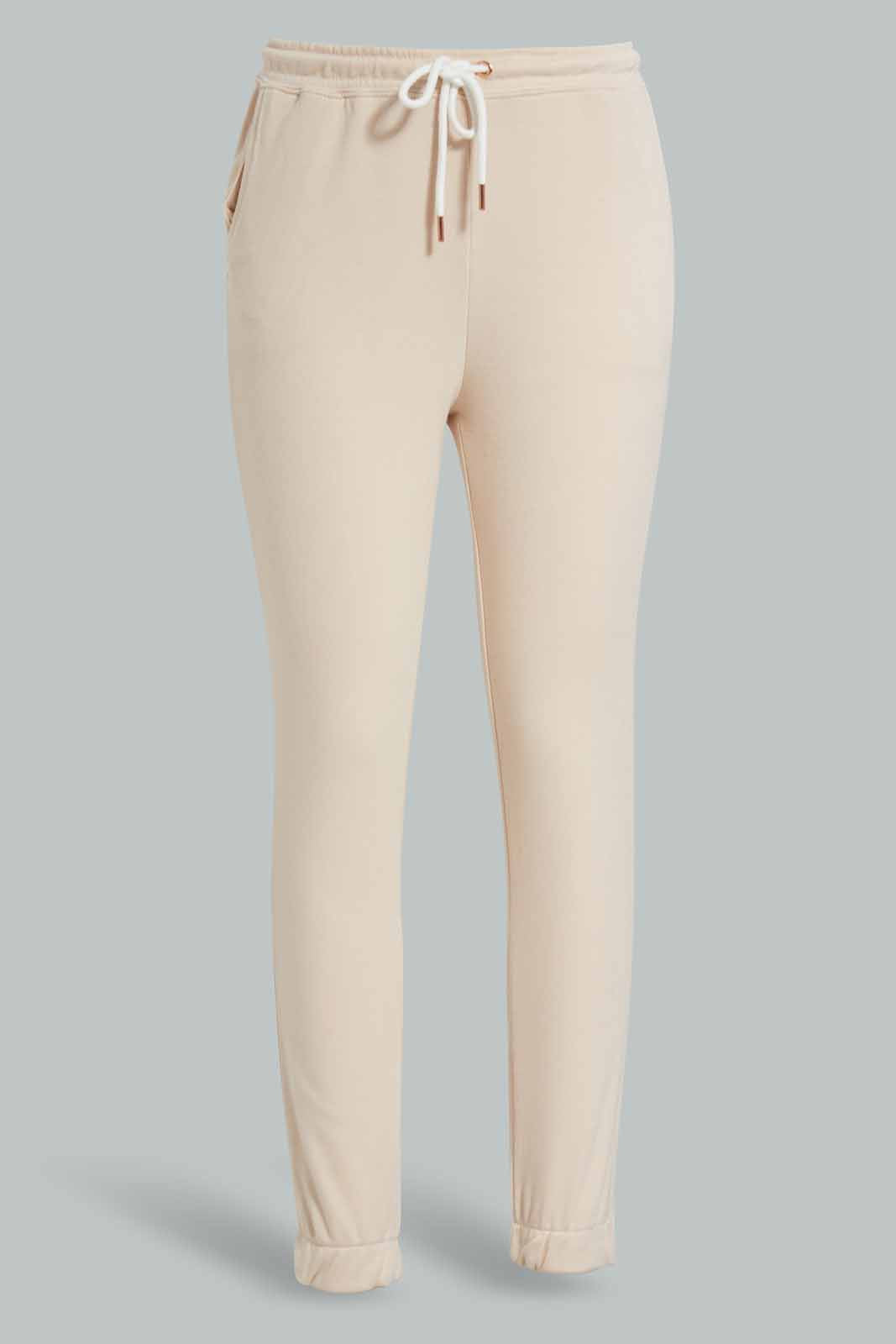 Redtag-Beige-Nude-High-Waisted-Sustainable-Jogger-Category:Joggers,-Colour:Beige,-Deals:New-In,-Filter:Women's-Clothing,-New-In-Women-APL,-Non-Sale,-Section:Women,-W22O,-Women-Joggers-Women's-