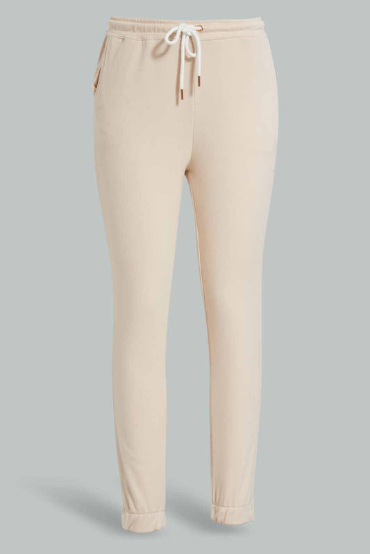 Redtag-Beige-Nude-High-Waisted-Sustainable-Jogger-Category:Joggers,-Colour:Beige,-Deals:New-In,-Filter:Women's-Clothing,-New-In-Women-APL,-Non-Sale,-Section:Women,-W22O,-Women-Joggers-Women's-