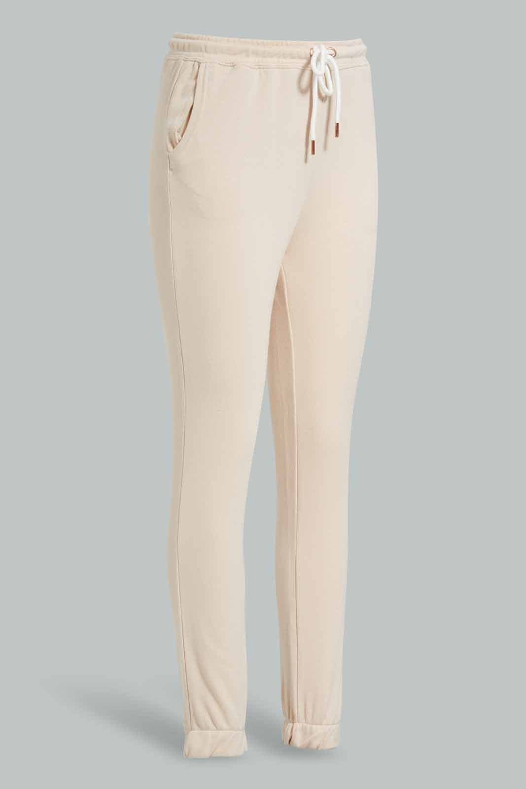 Redtag-Beige-Nude-High-Waisted-Sustainable-Jogger-Category:Joggers,-Colour:Beige,-Deals:New-In,-Filter:Women's-Clothing,-New-In-Women-APL,-Non-Sale,-Section:Women,-W22O,-Women-Joggers-Women's-