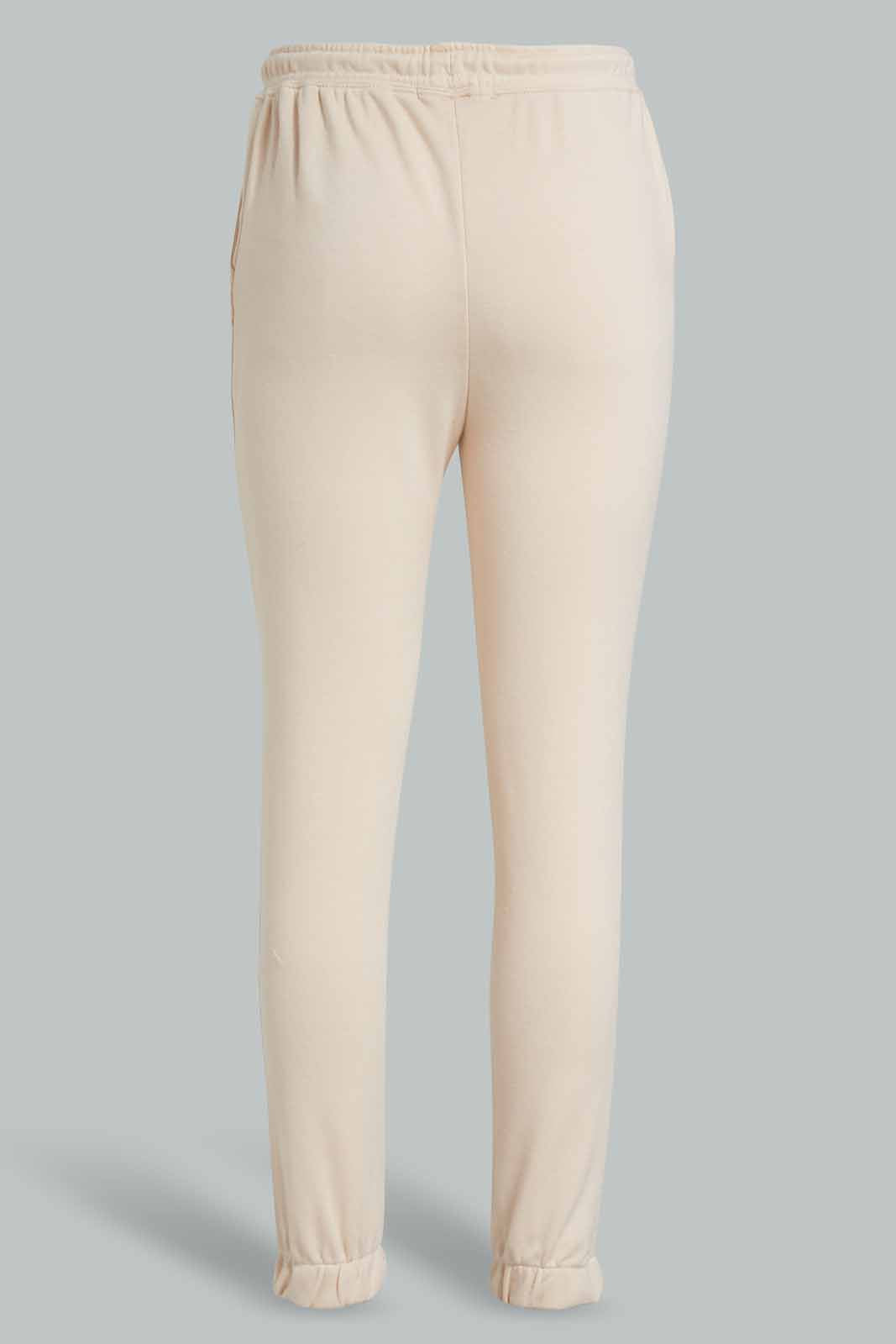 Redtag-Beige-Nude-High-Waisted-Sustainable-Jogger-Category:Joggers,-Colour:Beige,-Deals:New-In,-Filter:Women's-Clothing,-New-In-Women-APL,-Non-Sale,-Section:Women,-W22O,-Women-Joggers-Women's-