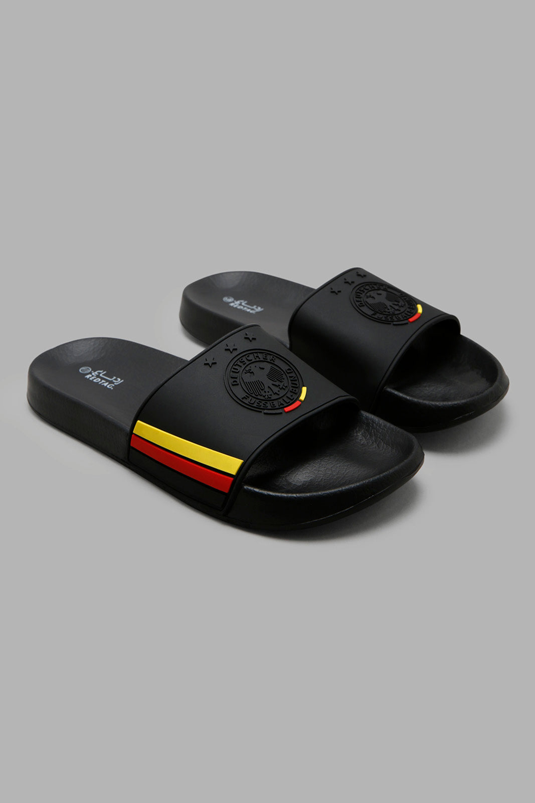 Redtag-Black-Germany-Embossed-Slide-Category:Flip-Flops,-Colour:Black,-Deals:New-In,-FIFA,-Filter:Men's-Footwear,-Men-Flip-Flops,-New-In-Men-FOO,-Non-Sale,-Section:Men,-W22A-Men's-