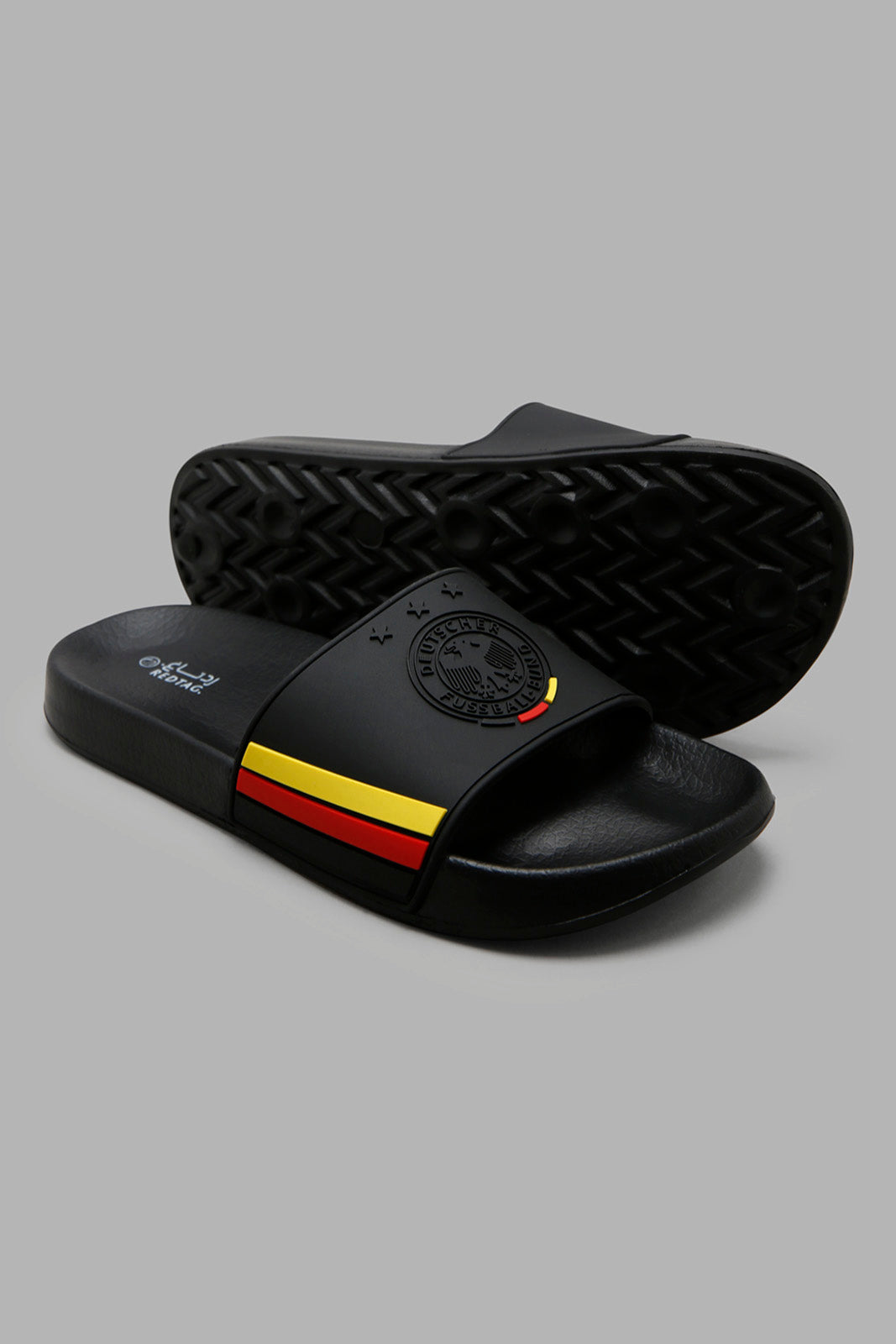 Redtag-Black-Germany-Embossed-Slide-Category:Flip-Flops,-Colour:Black,-Deals:New-In,-FIFA,-Filter:Men's-Footwear,-Men-Flip-Flops,-New-In-Men-FOO,-Non-Sale,-Section:Men,-W22A-Men's-