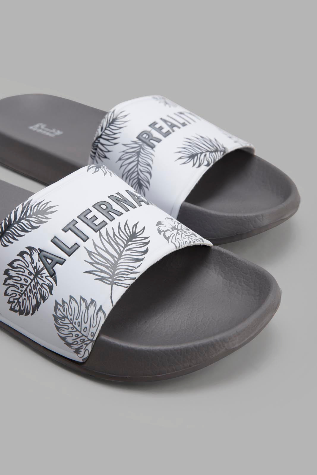 Redtag-Mid-Grey-Slogan-Embossed-Slide-Category:Flip-Flops,-Colour:Grey,-Deals:New-In,-Filter:Men's-Footwear,-Men-Flip-Flops,-New-In-Men-FOO,-Non-Sale,-Section:Men,-W22B-Men's-