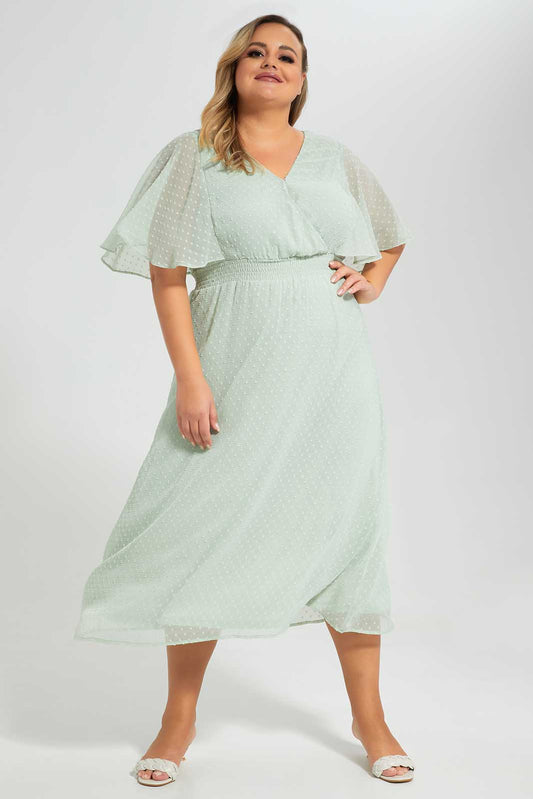 Redtag-Mint-Dobby-Chiffon-Dress-Category:Dresses,-Colour:Mint,-Deals:New-In,-Filter:Plus-Size,-LDP-Dresses,-New-In-LDP-APL,-Non-Sale,-Section:Women,-W22O-Women's-