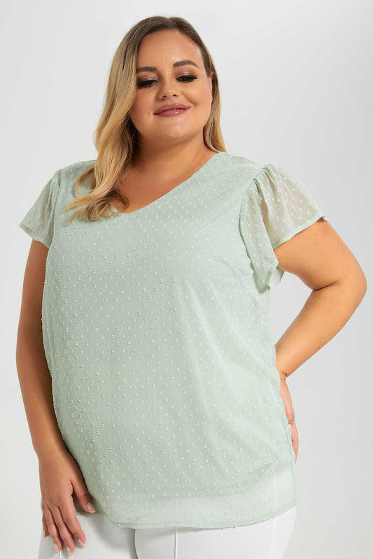 Redtag-Mint-Chiffon-Dobby-Top-With-Lining-Category:Blouses,-Colour:Mint,-Deals:New-In,-Filter:Plus-Size,-LDP-Blouses,-New-In-LDP-APL,-Non-Sale,-Section:Women,-W22O-Women's-
