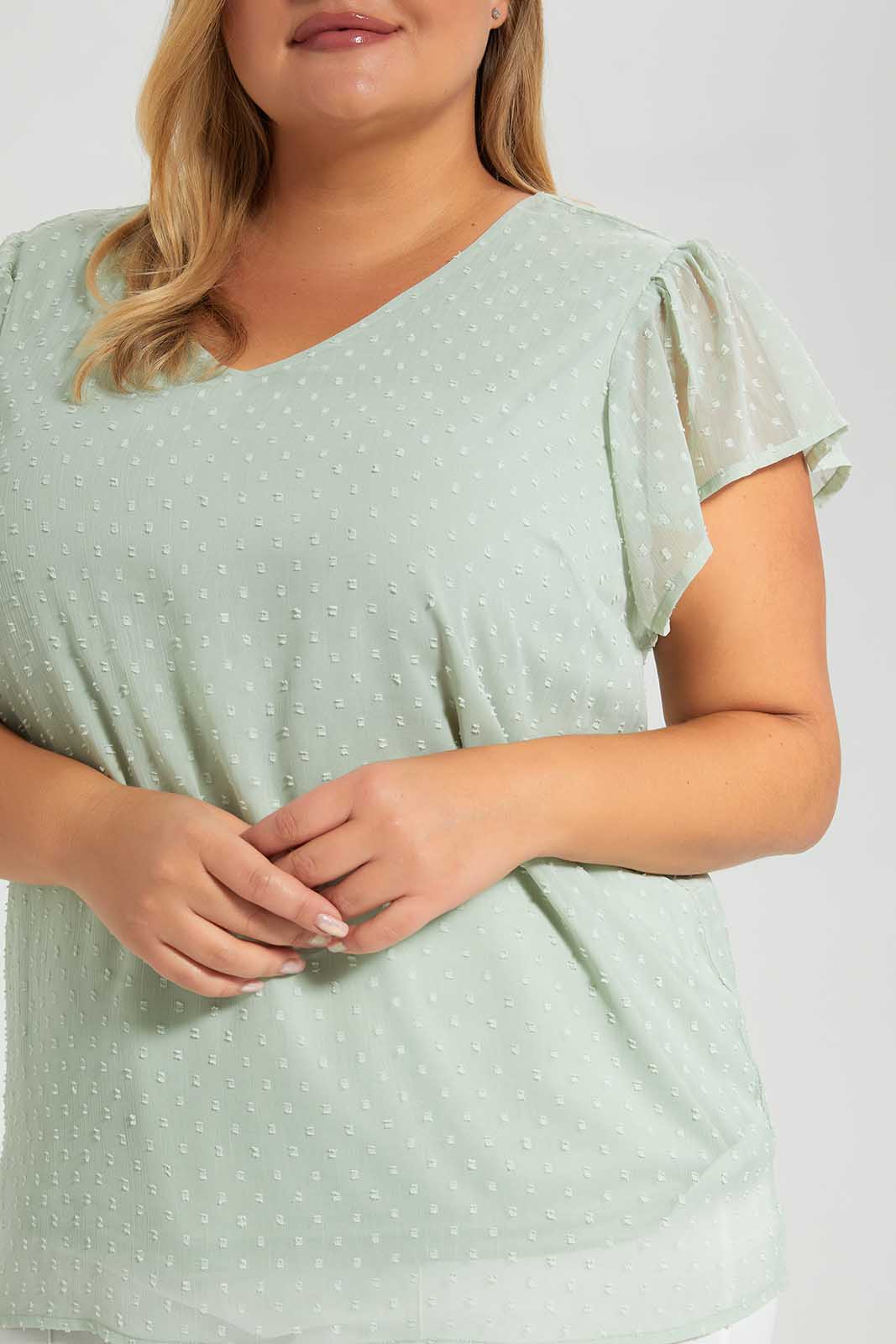 Redtag-Mint-Chiffon-Dobby-Top-With-Lining-Category:Blouses,-Colour:Mint,-Deals:New-In,-Filter:Plus-Size,-LDP-Blouses,-New-In-LDP-APL,-Non-Sale,-Section:Women,-W22O-Women's-