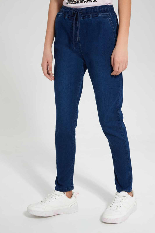 Redtag-Dk-Wash-Knitted-Jogger-Category:Jeggings,-Colour:Dark-Wash,-Deals:New-In,-Filter:Senior-Girls-(9-to-14-Yrs),-FIT-WALL-(FTW),-GSR-Jeggings,-New-In-GSR-APL,-Non-Sale,-Section:Girls-(0-to-14Yrs),-W22O-Senior-Girls-9 to 14 Years