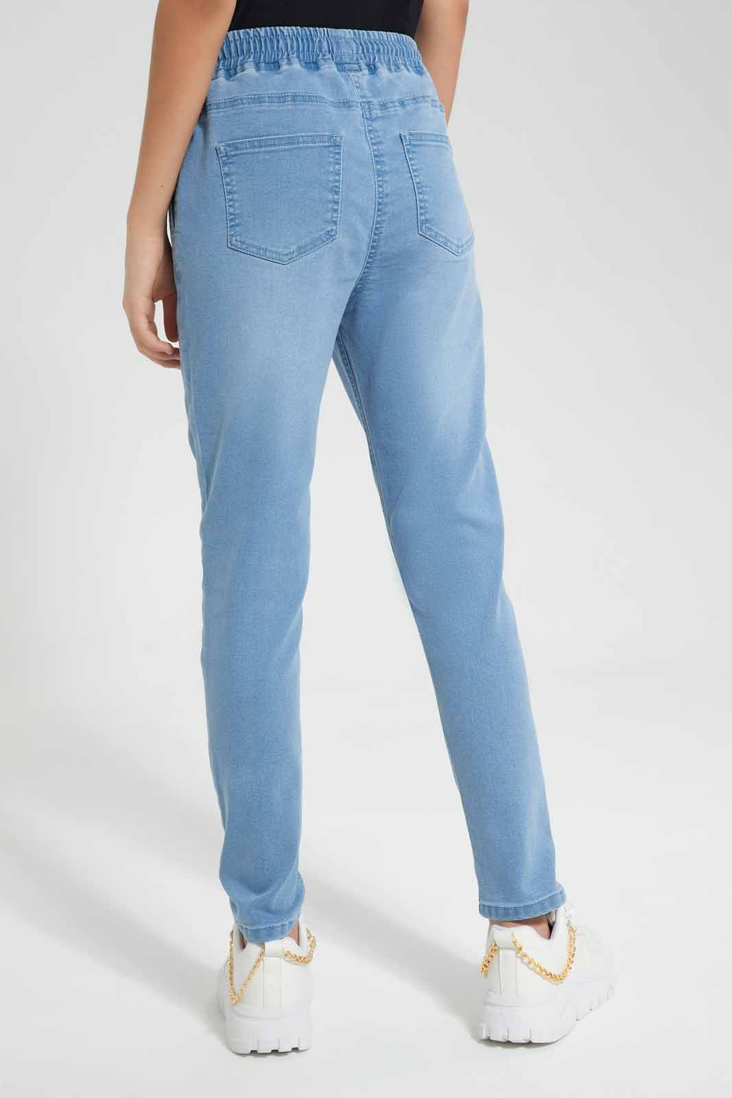 Redtag-Lt-Wash-Knitted-Jogger-Category:Jeggings,-Colour:Dark-Wash,-Deals:New-In,-Filter:Senior-Girls-(9-to-14-Yrs),-FIT-WALL-(FTW),-GSR-Jeggings,-New-In-GSR-APL,-Non-Sale,-Section:Girls-(0-to-14Yrs),-W22O-Senior-Girls-9 to 14 Years