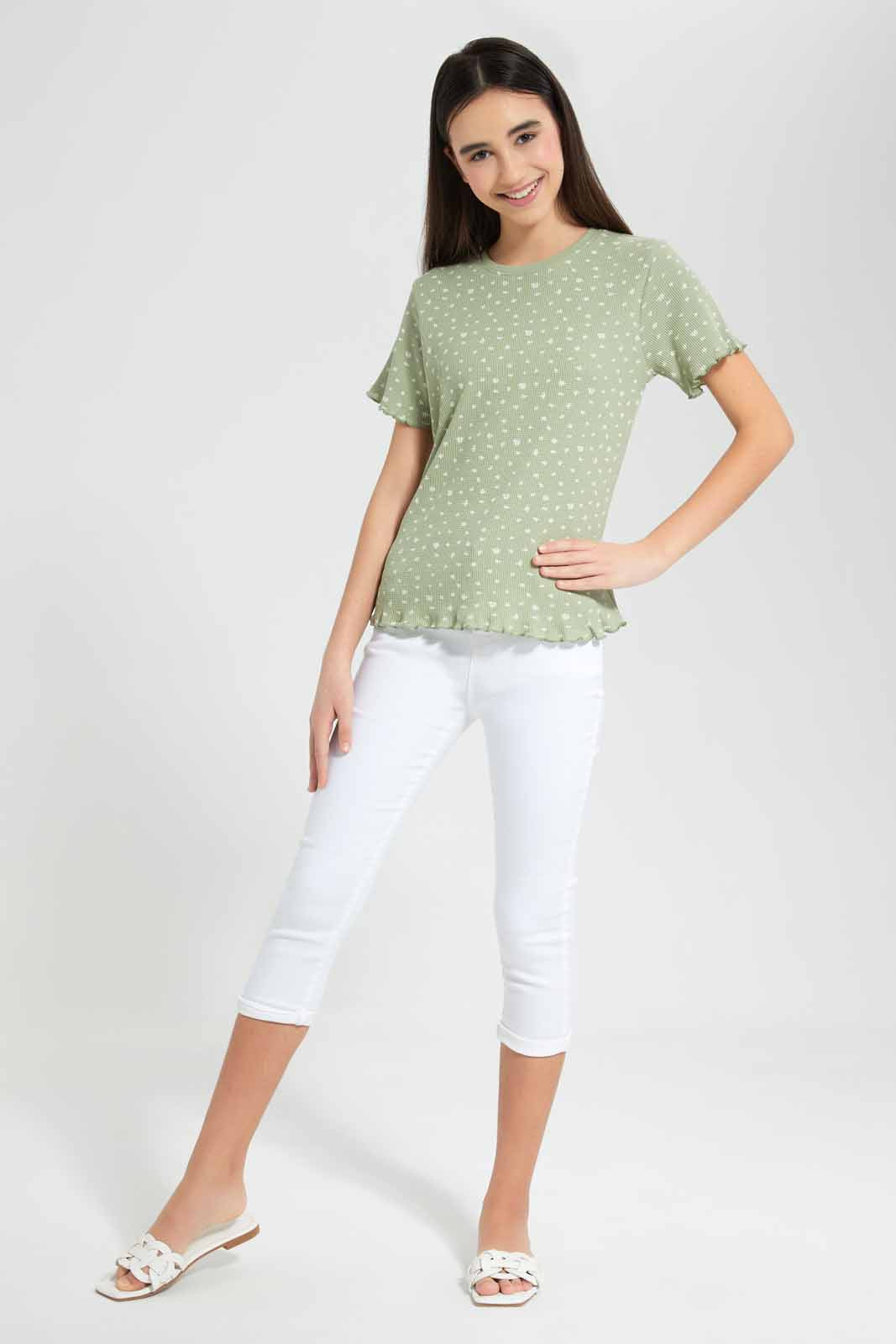 Redtag-White-Capri-Jegging-Category:Jeggings,-Colour:White,-Deals:New-In,-Filter:Senior-Girls-(9-to-14-Yrs),-GSR-Jeggings,-New-In-GSR-APL,-Non-Sale,-Section:Girls-(0-to-14Yrs),-W22O-Senior-Girls-9 to 14 Years