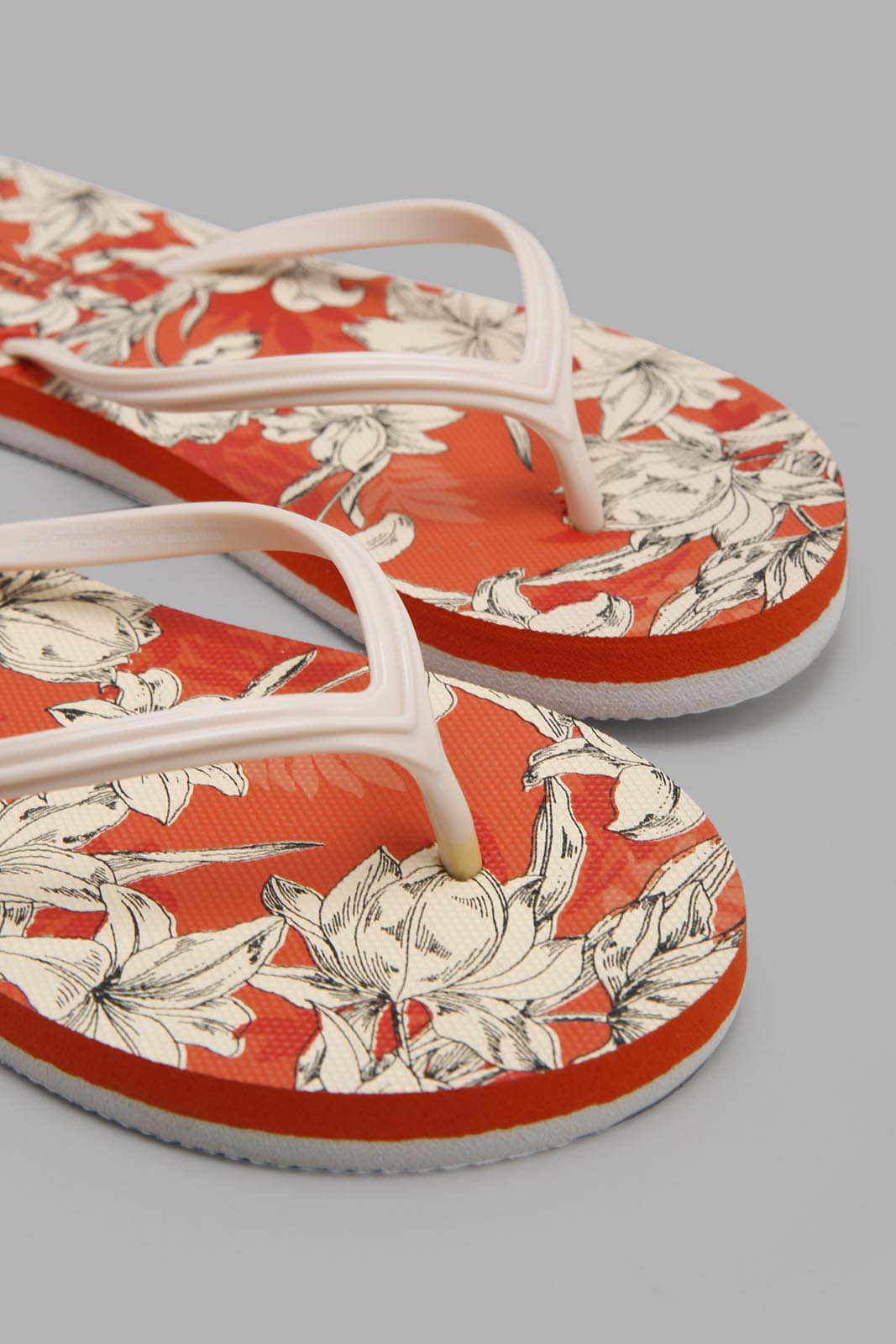 Redtag-Beige-Flip-Flop-With-Orange-Sock-Print-Category:Flip-Flops,-Colour:Beige,-Deals:New-In,-Filter:Women's-Footwear,-New-In-Women-FOO,-Non-Sale,-Section:Women,-W22A,-Women-Flip-Flops-Women's-