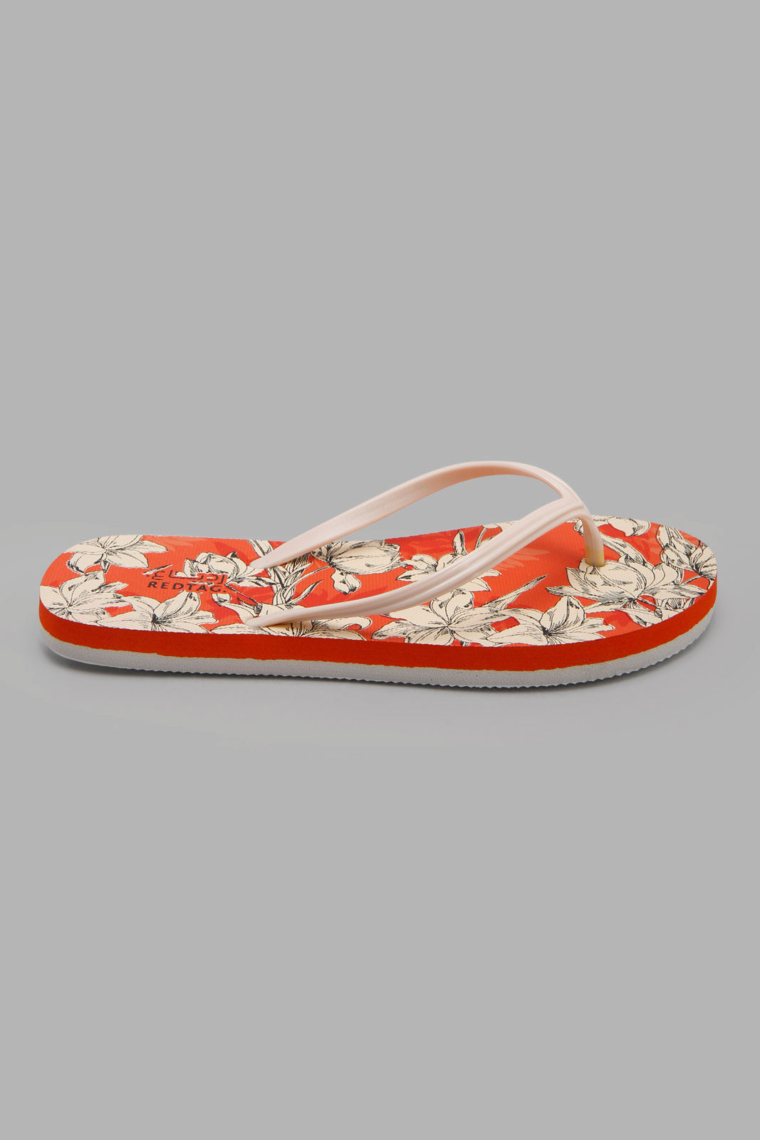 Redtag-Beige-Flip-Flop-With-Orange-Sock-Print-Category:Flip-Flops,-Colour:Beige,-Deals:New-In,-Filter:Women's-Footwear,-New-In-Women-FOO,-Non-Sale,-Section:Women,-W22A,-Women-Flip-Flops-Women's-