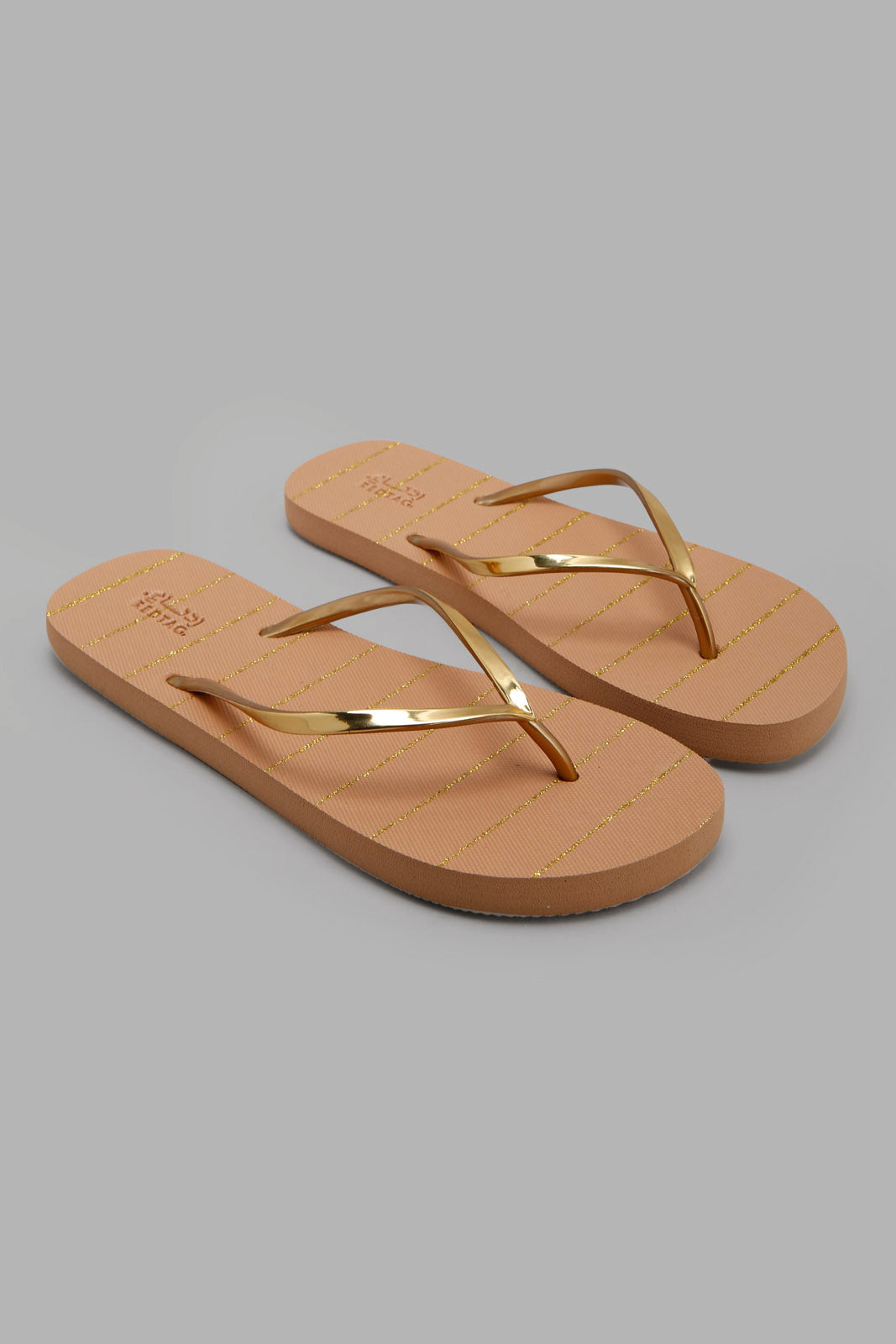 Redtag-Gold-Stripe-Flip-Flop-Category:Flip-Flops,-Colour:Gold,-Deals:New-In,-Filter:Women's-Footwear,-New-In-Women-FOO,-Non-Sale,-Section:Women,-W22A,-Women-Flip-Flops-Women's-