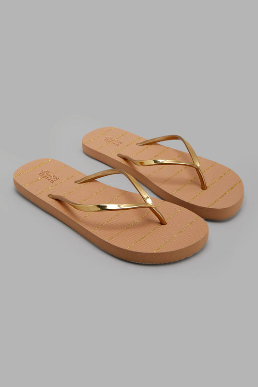 Redtag-Gold-Stripe-Flip-Flop-Category:Flip-Flops,-Colour:Gold,-Deals:New-In,-Filter:Women's-Footwear,-New-In-Women-FOO,-Non-Sale,-Section:Women,-W22A,-Women-Flip-Flops-Women's-
