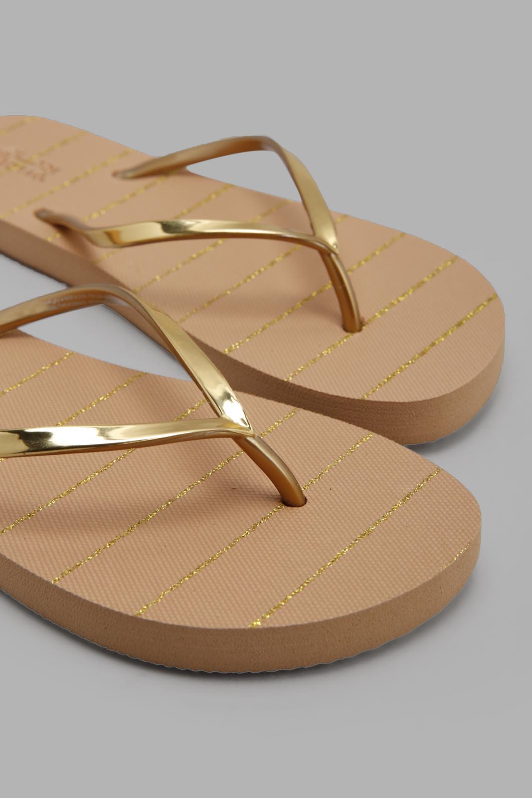 Redtag-Gold-Stripe-Flip-Flop-Category:Flip-Flops,-Colour:Gold,-Deals:New-In,-Filter:Women's-Footwear,-New-In-Women-FOO,-Non-Sale,-Section:Women,-W22A,-Women-Flip-Flops-Women's-