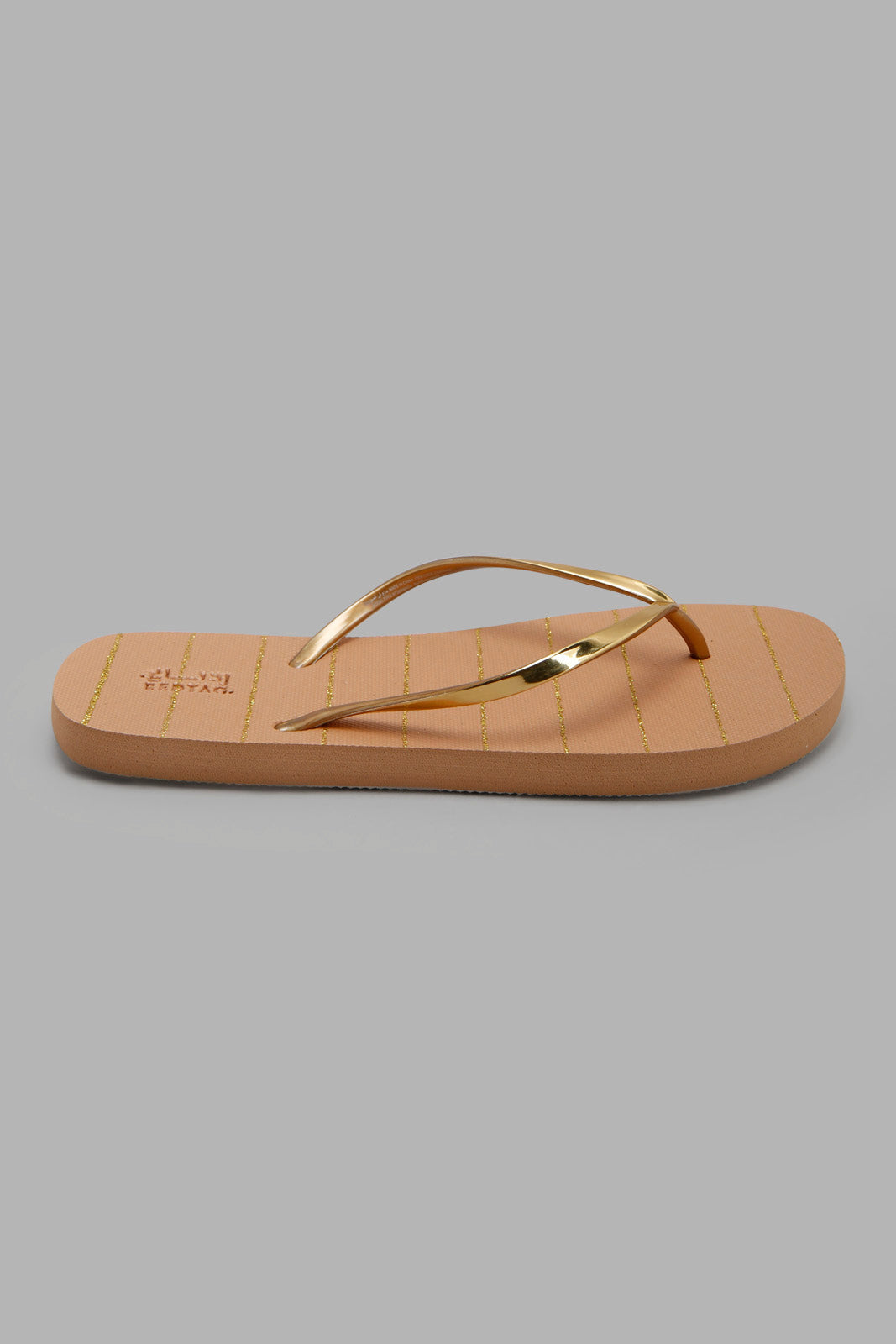Redtag-Gold-Stripe-Flip-Flop-Category:Flip-Flops,-Colour:Gold,-Deals:New-In,-Filter:Women's-Footwear,-New-In-Women-FOO,-Non-Sale,-Section:Women,-W22A,-Women-Flip-Flops-Women's-