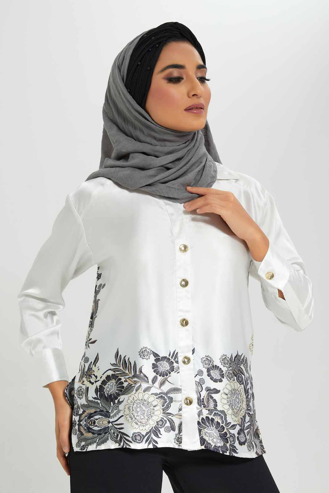 Redtag-Ivory-Border-Printed-Satin-Shirt-Category:Blouses,-Colour:Ivory,-Deals:New-In,-Filter:Women's-Clothing,-LMC,-New-In-Women-APL,-Non-Sale,-Section:Women,-W22A,-Women-Blouses--