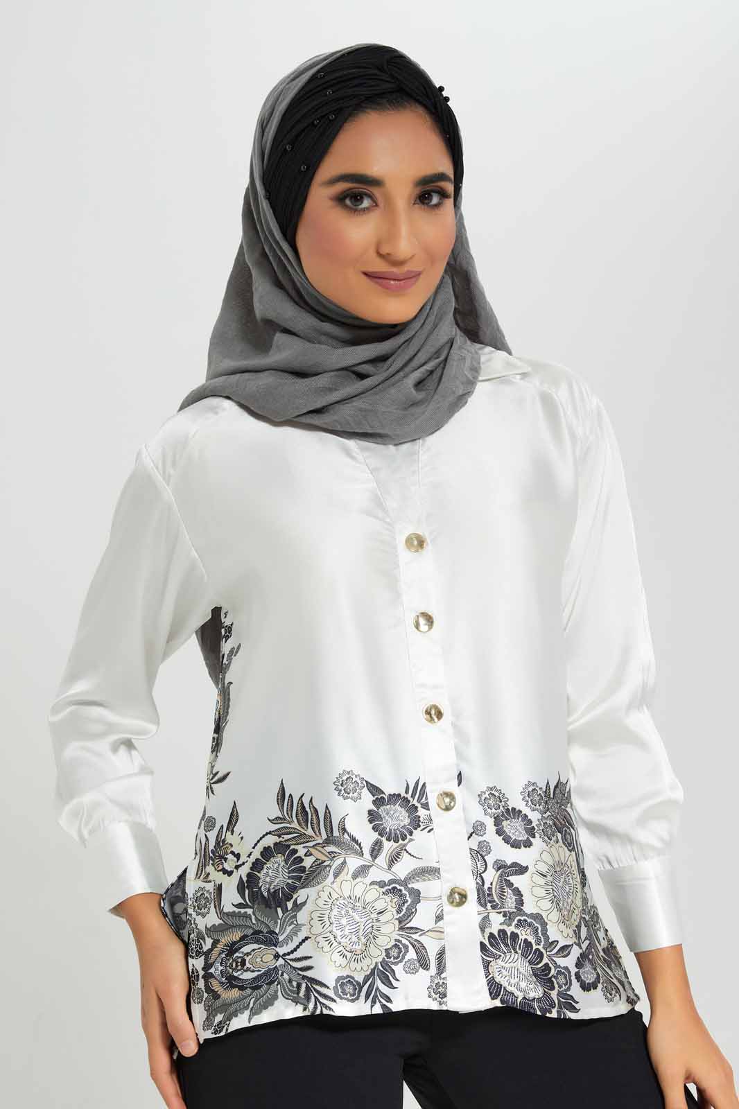 Redtag-Ivory-Border-Printed-Satin-Shirt-Category:Blouses,-Colour:Ivory,-Deals:New-In,-Filter:Women's-Clothing,-LMC,-New-In-Women-APL,-Non-Sale,-Section:Women,-W22A,-Women-Blouses--
