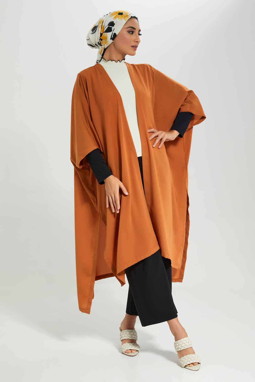 Redtag-Tan-Kimono-Sleeve-Full-Length-Open-Front-Kaftan-Category:Cardigans,-Colour:Tan,-Deals:New-In,-Filter:Women's-Clothing,-LMC,-New-In-Women-APL,-Non-Sale,-Section:Women,-W22A,-Women-Cardigans--
