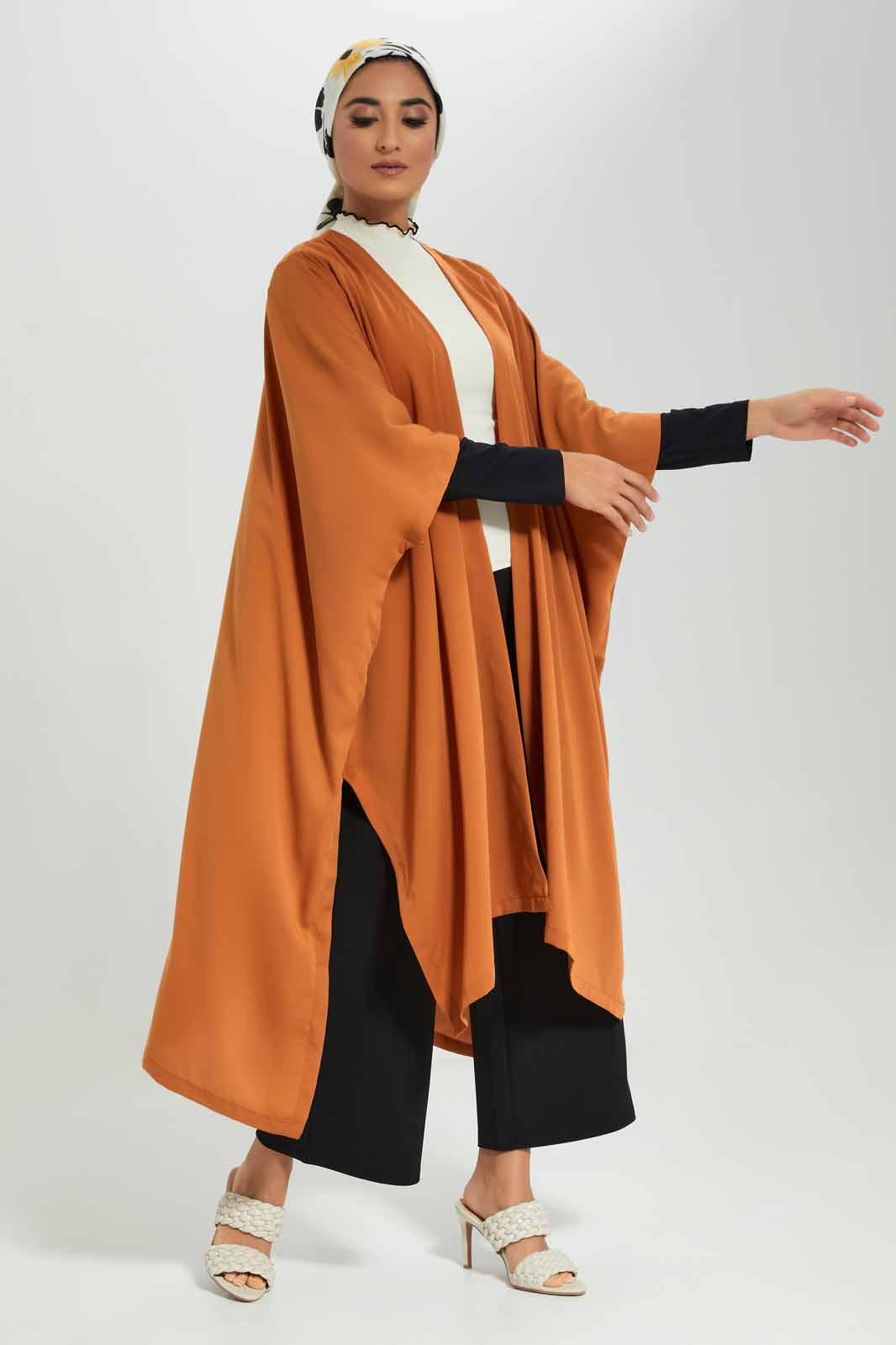 Redtag-Tan-Kimono-Sleeve-Full-Length-Open-Front-Kaftan-Category:Cardigans,-Colour:Tan,-Deals:New-In,-Filter:Women's-Clothing,-LMC,-New-In-Women-APL,-Non-Sale,-Section:Women,-W22A,-Women-Cardigans--
