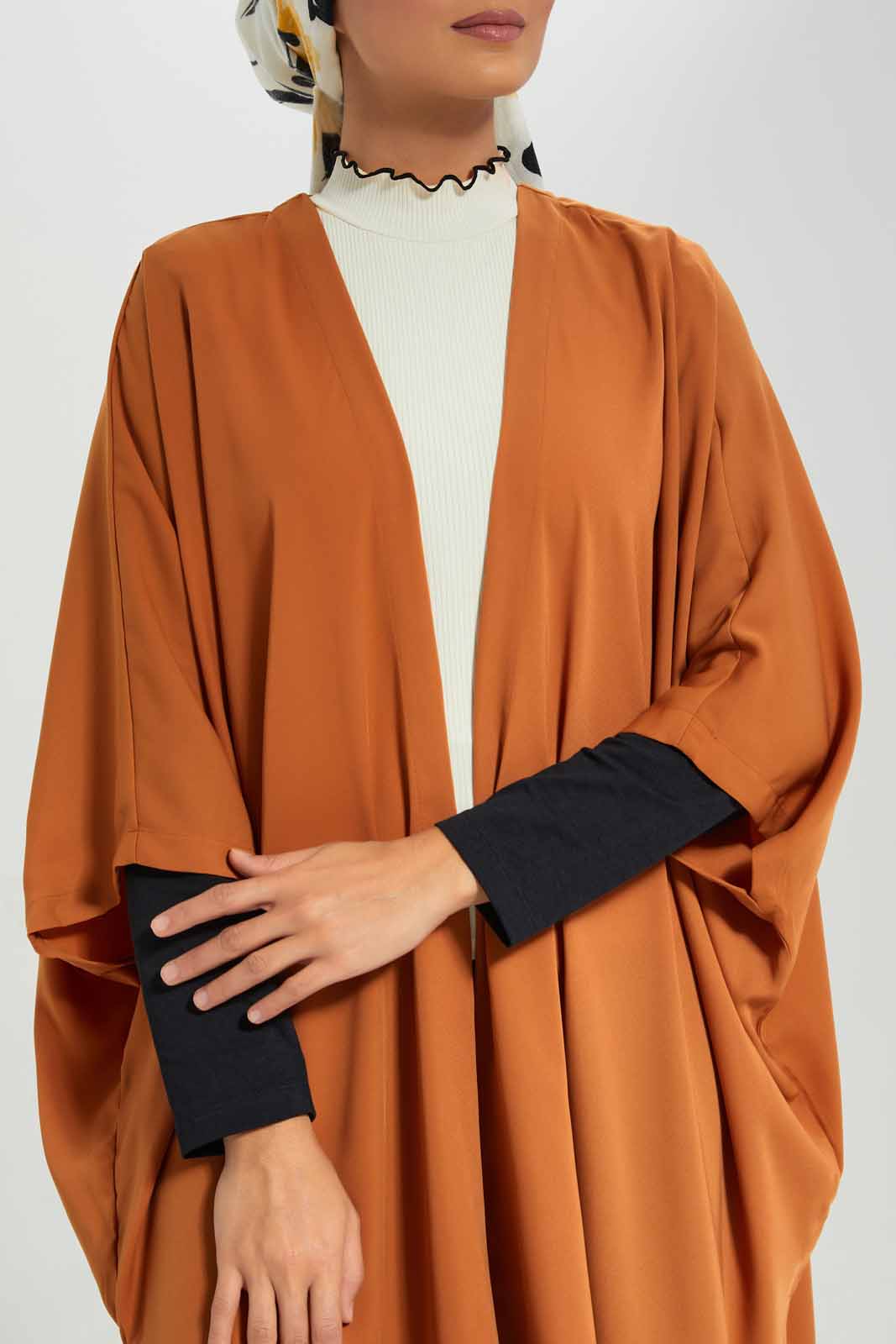 Redtag-Tan-Kimono-Sleeve-Full-Length-Open-Front-Kaftan-Category:Cardigans,-Colour:Tan,-Deals:New-In,-Filter:Women's-Clothing,-LMC,-New-In-Women-APL,-Non-Sale,-Section:Women,-W22A,-Women-Cardigans--
