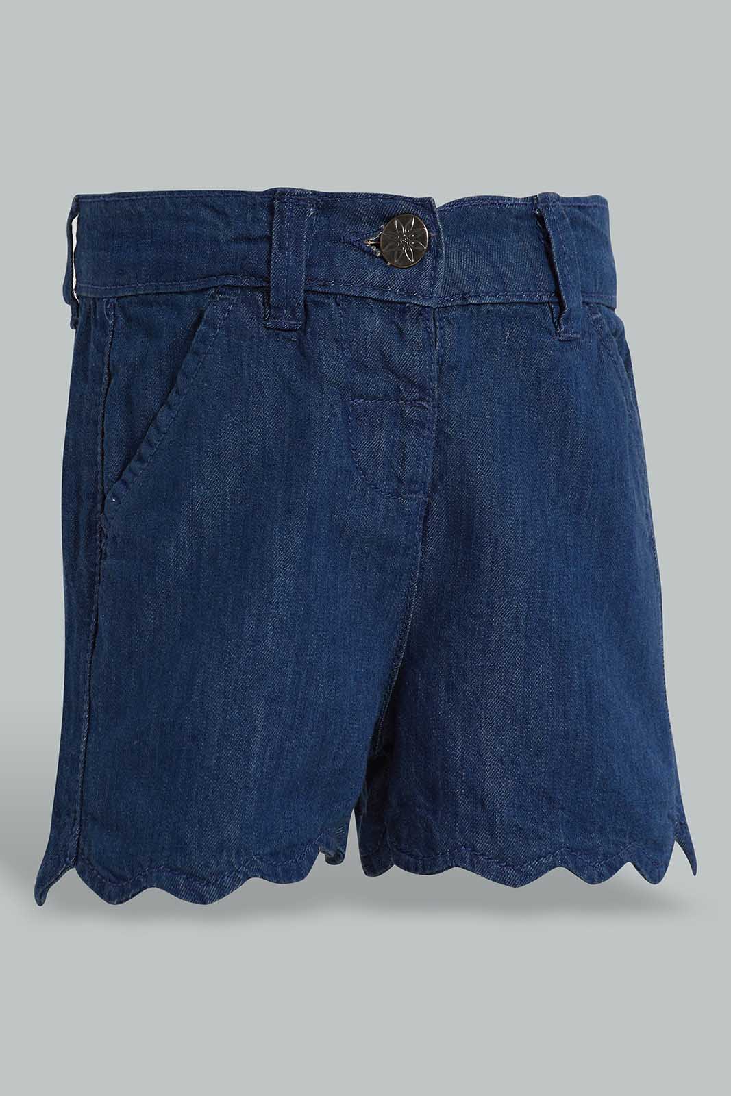Redtag-Blue-Light-Denim-Short-Category:Shorts,-Colour:Blue,-Deals:New-In,-Filter:Infant-Girls-(3-to-24-Mths),-ING-Shorts,-New-In-ING-APL,-Non-Sale,-Section:Girls-(0-to-14Yrs),-W22O-Infant-Girls-3 to 24 Months