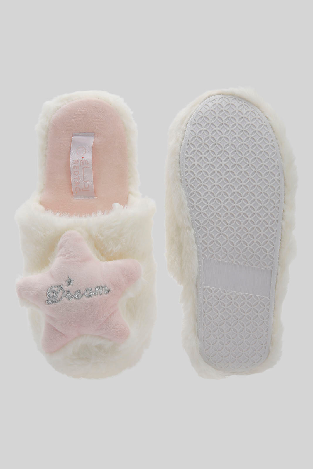 Redtag-White-Star-Slippers-Category:Slippers,-Colour:White,-Deals:New-In,-Dept:Girls,-Filter:Girls-Footwear-(5-to-14-Yrs),-GSR-Slippers,-New-In-GSR-FOO,-Non-Sale,-Section:Girls-(0-to-14Yrs),-W22B-Senior-Girls-5 to 14 Years
