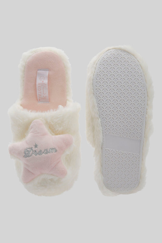 Redtag-White-Star-Slippers-Category:Slippers,-Colour:White,-Deals:New-In,-Dept:Girls,-Filter:Girls-Footwear-(5-to-14-Yrs),-GSR-Slippers,-New-In-GSR-FOO,-Non-Sale,-Section:Girls-(0-to-14Yrs),-W22B-Senior-Girls-5 to 14 Years