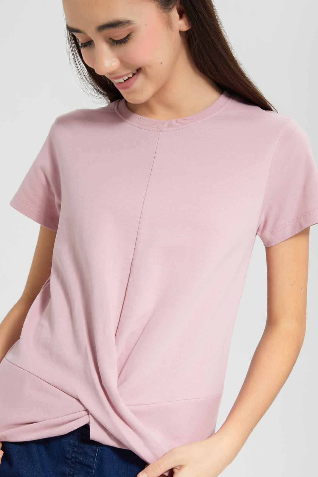 Redtag-Pink-Front-Tie-Top-Category:Blouses,-Colour:Apricot,-Deals:New-In,-Filter:Senior-Girls-(9-to-14-Yrs),-GSR-Blouses,-New-In-GSR-APL,-Non-Sale,-Section:Girls-(0-to-14Yrs),-VLM,-W22O-Senior-Girls-9 to 14 Years